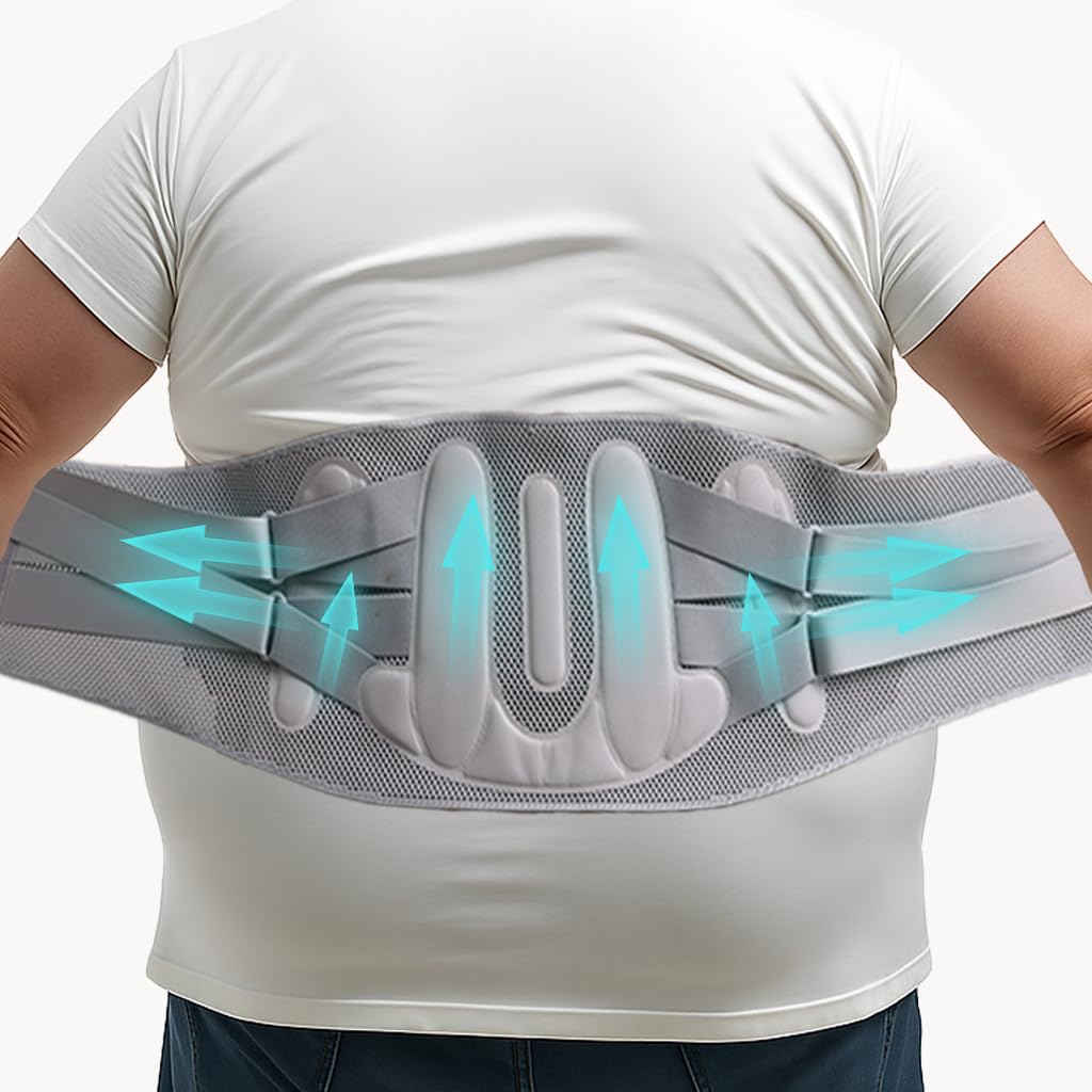 King Mills Plus Size Lower Back Lumbar Wrap Side Only Version Extended Sizing, Customizable Dual Stability Panels, Lightweight
