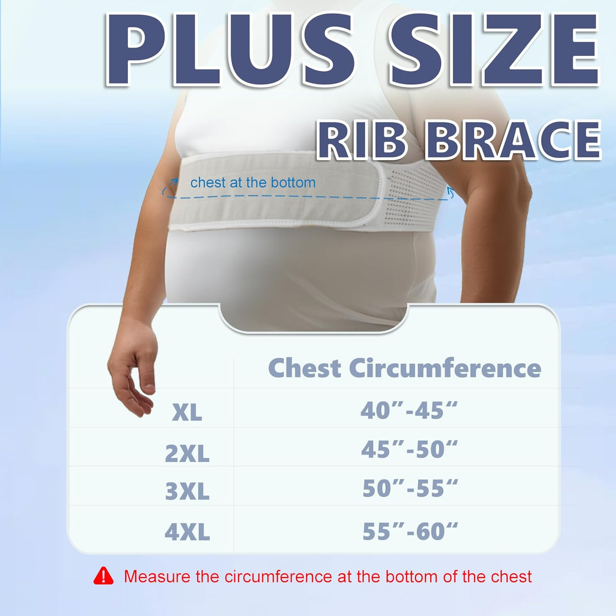 Plus Size Rib Support Wrap, Extended Sizing, Unisex Torso Compression Band, Extra Long Core Stability Belt