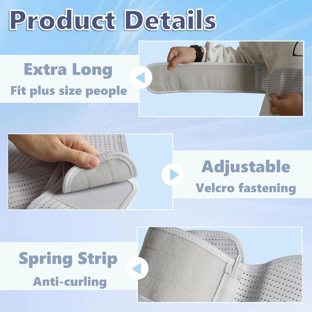 Details of Plus Size Rib Support Wrap, Extended Sizing, Unisex Torso Compression Band, Extra Long Core Stability Belt