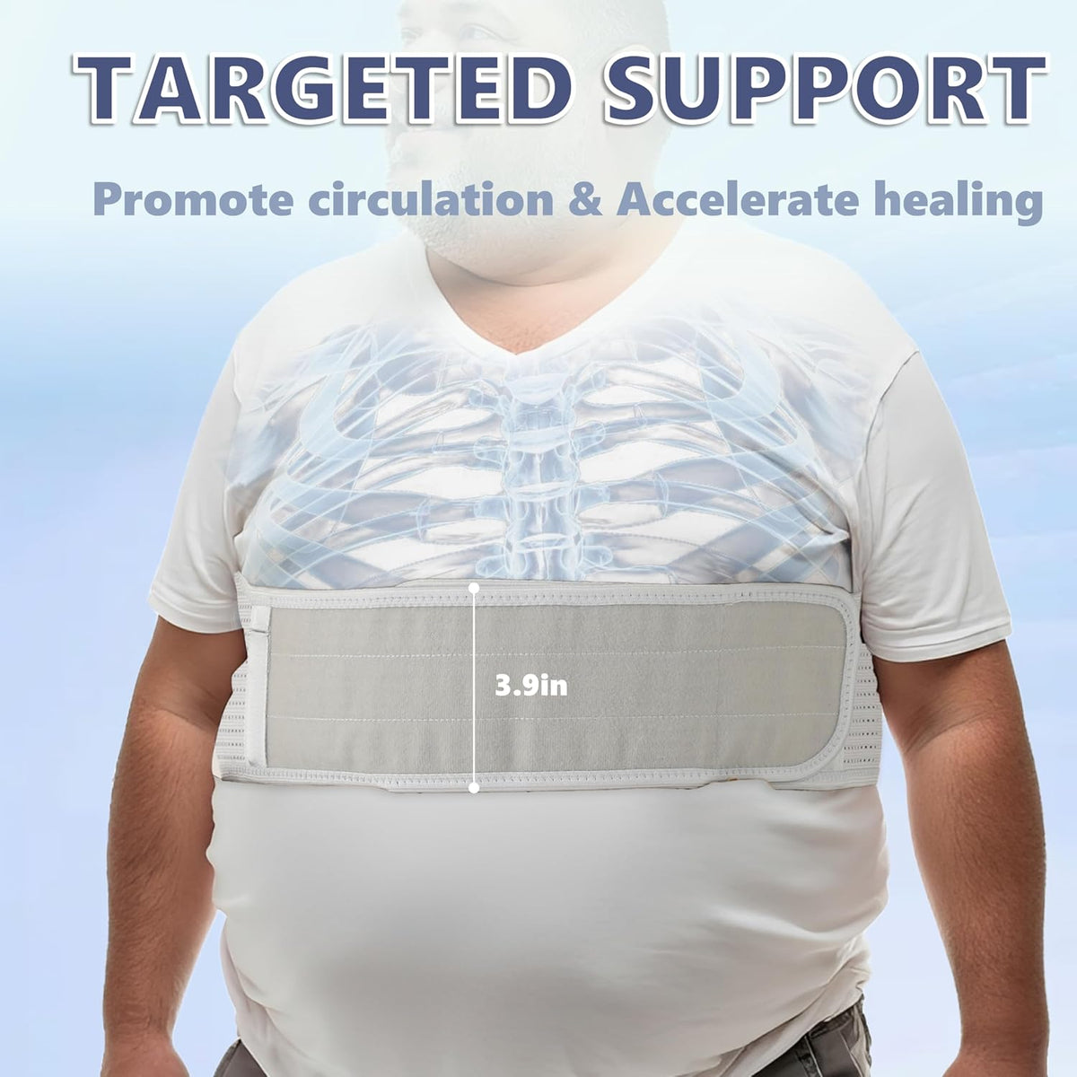 Usage of Plus Size Rib Support Wrap, Extended Sizing, Unisex Torso Compression Band, Extra Long Core Stability Belt