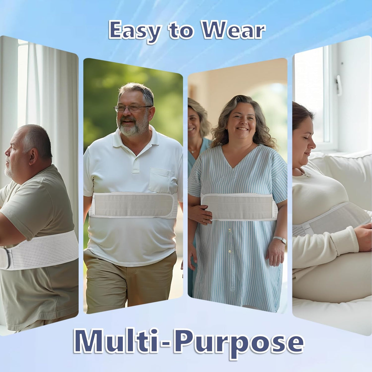 Occasions for Plus Size Rib Support Wrap, Extended Sizing, Unisex Torso Compression Band, Extra Long Core Stability Belt