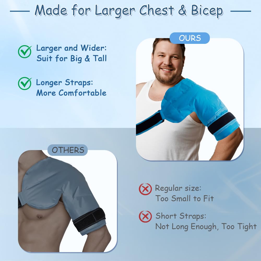 Ergonomically Designed,Made for Larger Chest & Bicep,King Mills Plus Size Rotator Cuff Shoulder Brace with Big Ice Pack