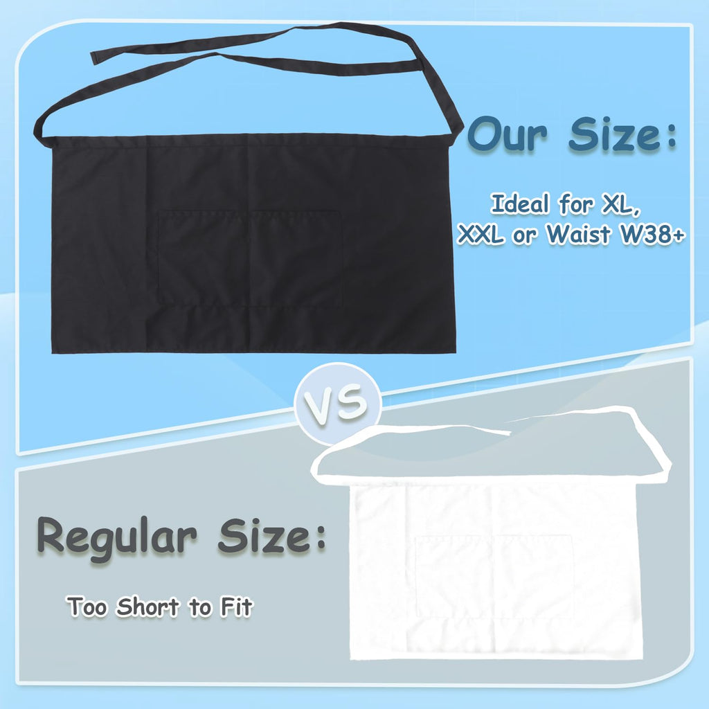 King Mills Unisex Waist/half Bistro Server Aprons with Pockets | Plus Size Apron XL XXL or Waist W40+,extra Large and Long.