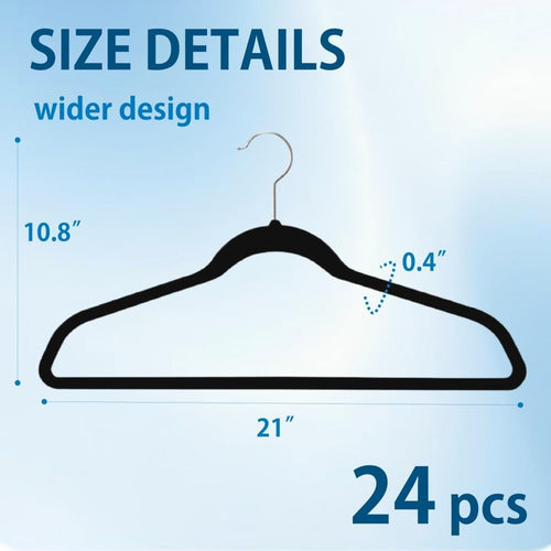 King Mills 21" Extra Wide Velvet Hangers | Extra Large Hangers For Plus Size Clothes, Ideal for XL, XXL Shirts, Coats, Dresses