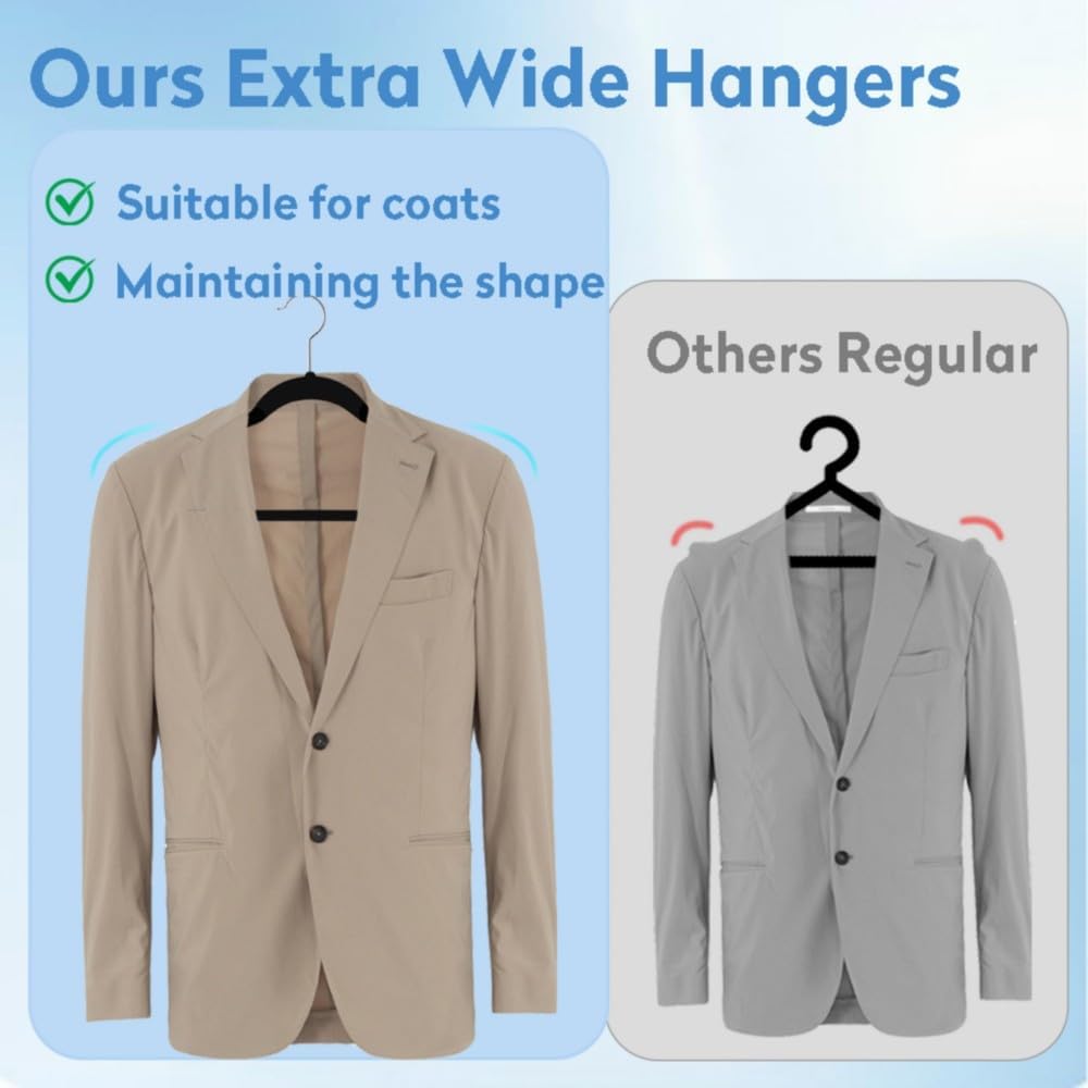 King Mills 21" Extra Wide Velvet Hangers | Extra Large Hangers For Plus Size Clothes, Ideal for XL, XXL Shirts, Coats, Dresses