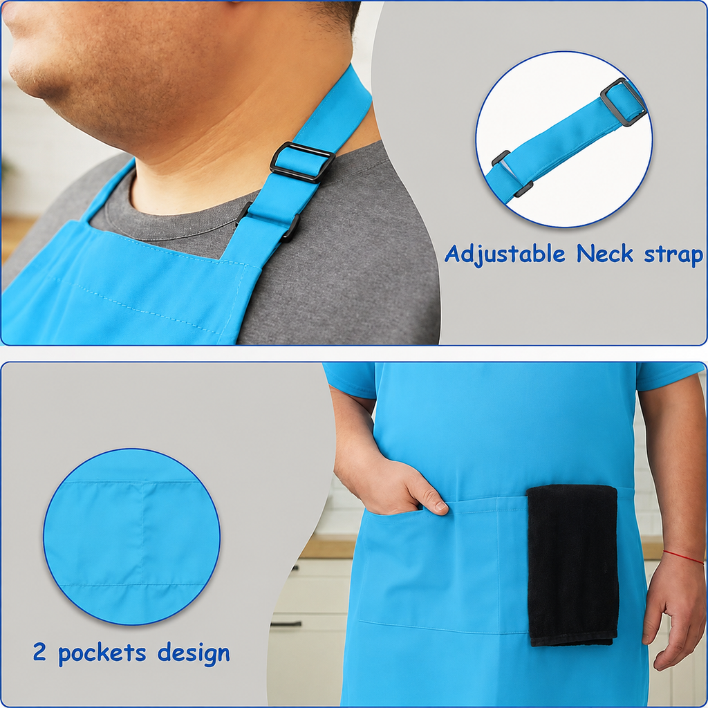 Urby Plus Size Water Repellent Cooking Apron, Fits Waist 38in+ | Full Coverage, Extra Large & Long, Two Large Front Pockets, for Women, Men, Big & Tall, Cooking & Baking.