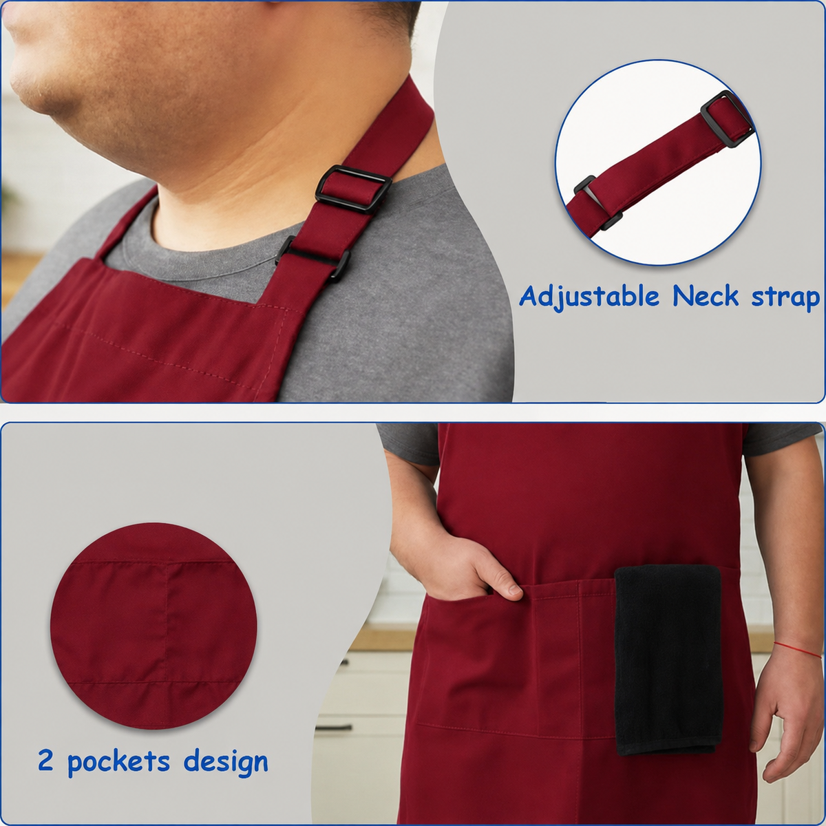 Urby Plus Size Water Repellent Cooking Apron, Fits Waist 38in+ | Full Coverage, Extra Large & Long, Two Large Front Pockets, for Women, Men, Big & Tall, Cooking & Baking.