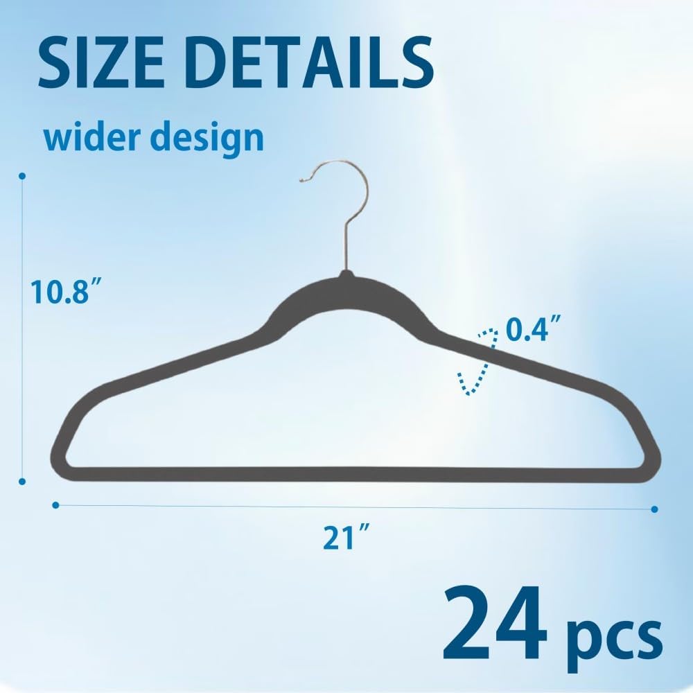 King Mills 21" Extra Wide Velvet Hangers | Extra Large Hangers For Plus Size Clothes, Ideal for XL, XXL Shirts, Coats, Dresses