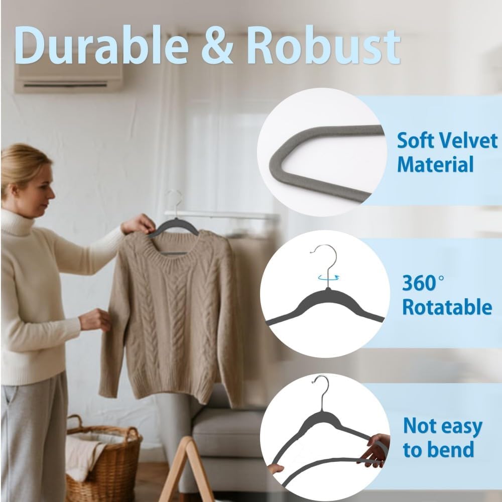 King Mills 21" Extra Wide Velvet Hangers | Extra Large Hangers For Plus Size Clothes, Ideal for XL, XXL Shirts, Coats, Dresses