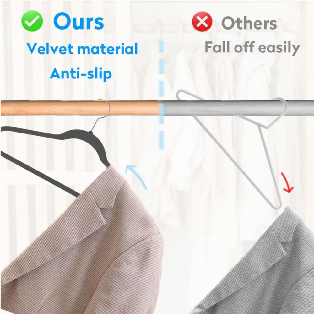King Mills 21" Extra Wide Velvet Hangers | Extra Large Hangers For Plus Size Clothes, Ideal for XL, XXL Shirts, Coats, Dresses