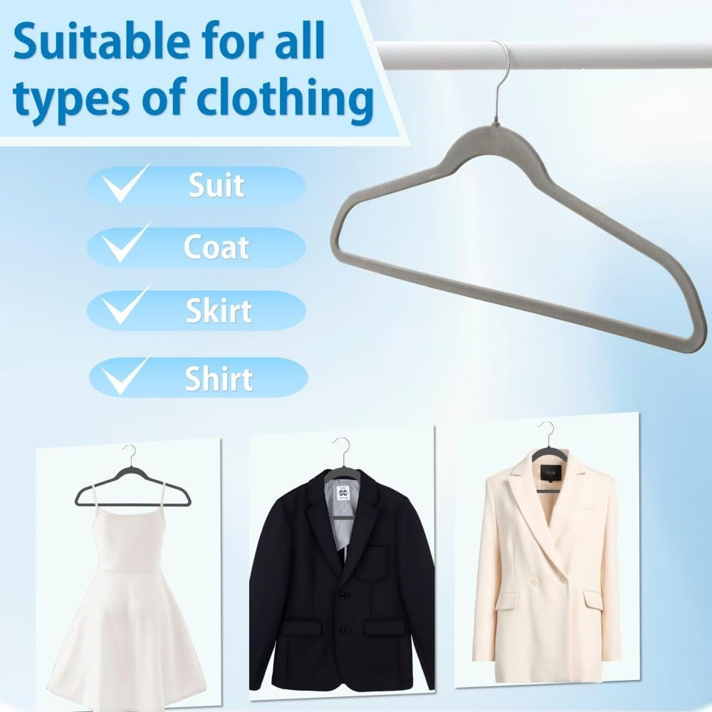 King Mills 21" Extra Wide Velvet Hangers | Extra Large Hangers For Plus Size Clothes, Ideal for XL, XXL Shirts, Coats, Dresses