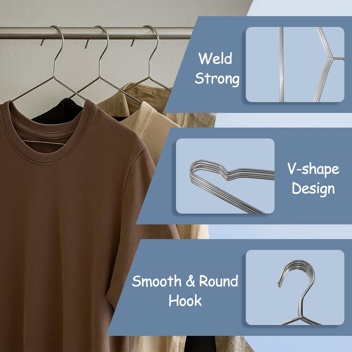 King Mills Stainless Steel Plus Size Hangers | Extra Large, Heavy-Duty, For Oversized Coats, Shirts, Dresses, Silver