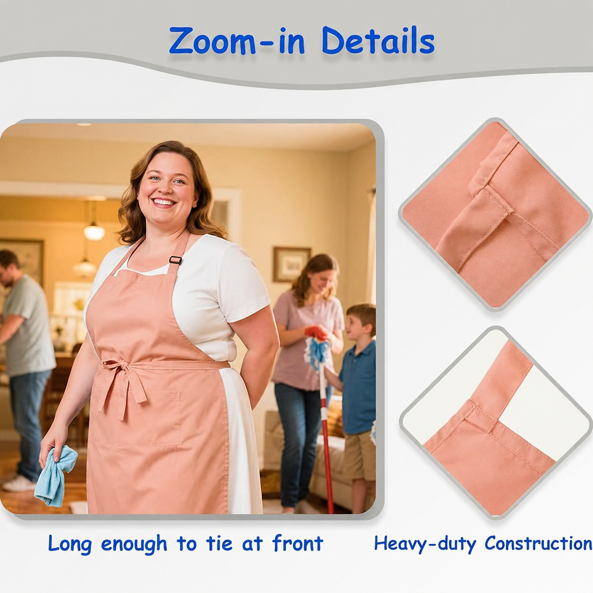 Urby Plus Size Water Repellent Cooking Apron, Fits Waist 38in+ | Full Coverage, Extra Large & Long, Two Large Front Pockets, for Women, Men, Big & Tall, Cooking & Baking.