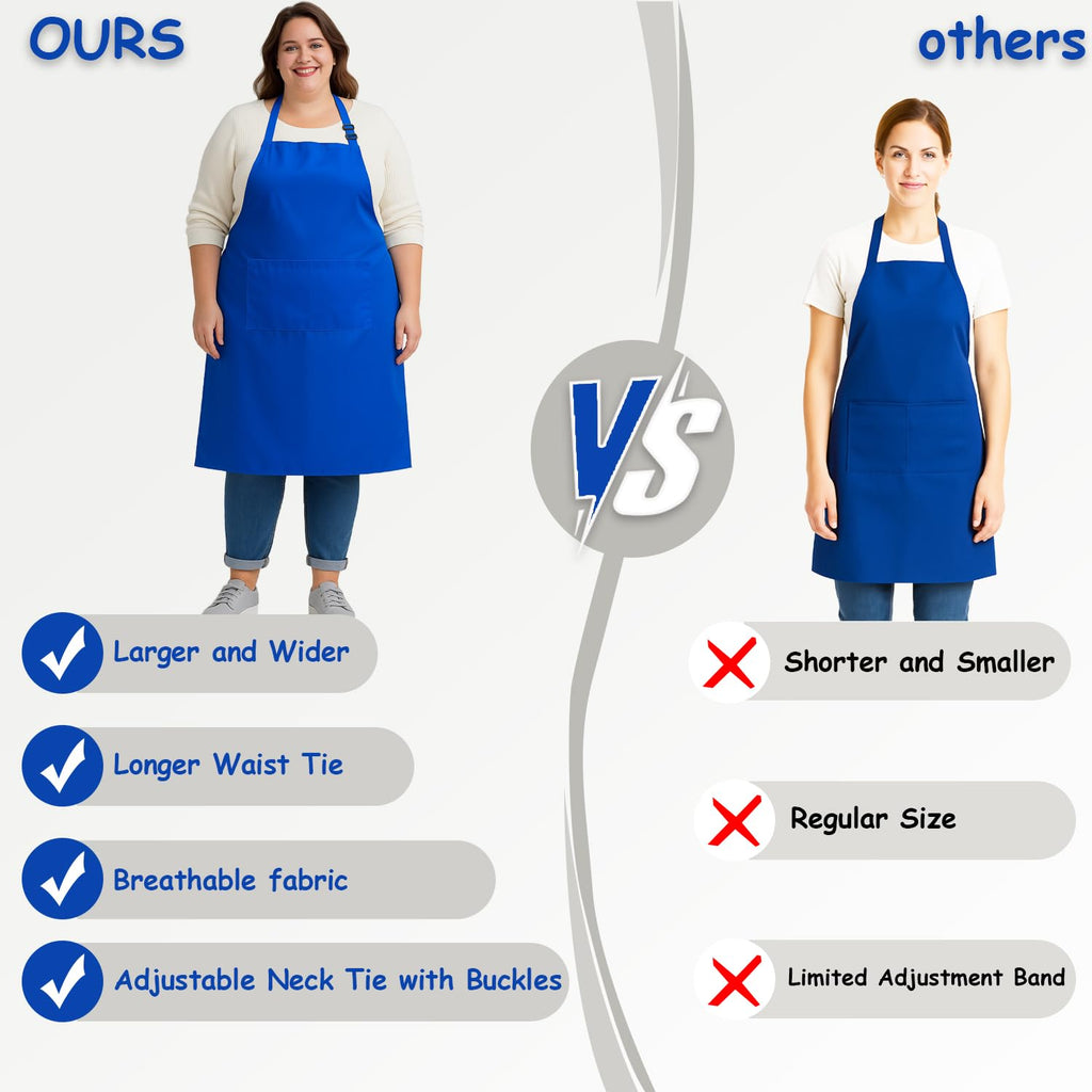 Urby Plus Size Water Repellent Cooking Apron, Fits Waist 38in+ | Full Coverage, Extra Large & Long, Two Large Front Pockets, for Women, Men, Big & Tall, Cooking & Baking.