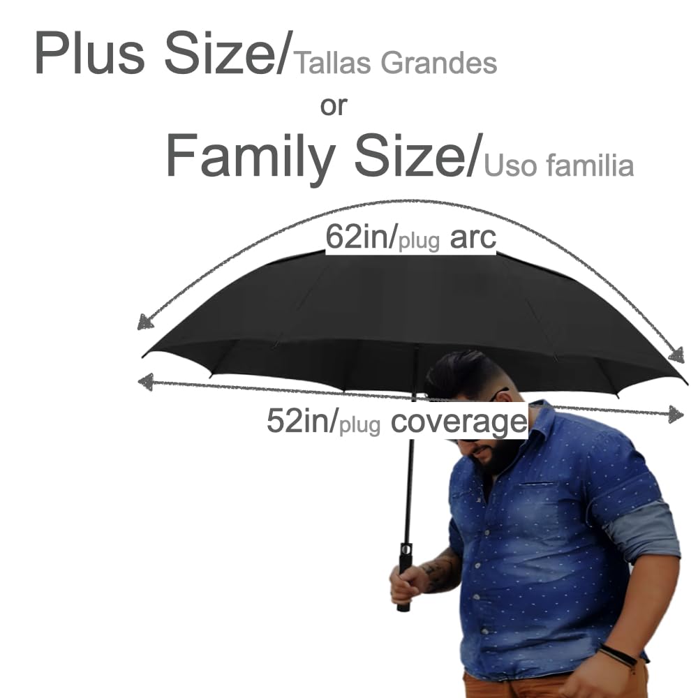 Urby Oversized Large Stick Umbrellas For Rain 2 People similar to Golf Umbrella | Automatic Open. Double Canopy Vented. Plus Size