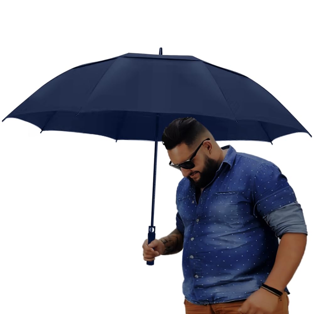 Urby Oversized Large Stick Umbrellas For Rain 2 People similar to Golf Umbrella | Automatic Open. Double Canopy Vented. Plus Size