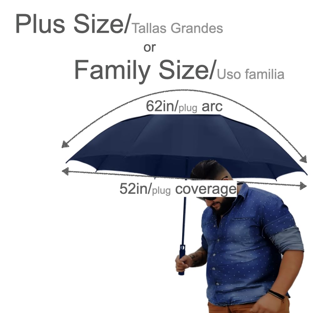 Urby Oversized Large Stick Umbrellas For Rain 2 People similar to Golf Umbrella | Automatic Open. Double Canopy Vented. Plus Size