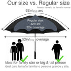 Urby Oversized Large Stick Umbrellas For Rain 2 People similar to Golf Umbrella | Automatic Open. Double Canopy Vented. Plus Size