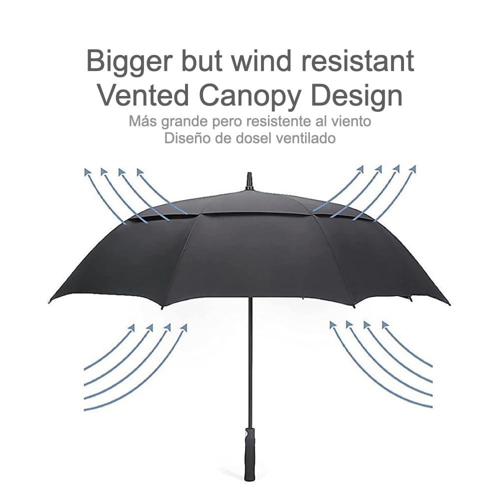 Urby Oversized Large Stick Umbrellas For Rain 2 People similar to Golf Umbrella | Automatic Open. Double Canopy Vented. Plus Size