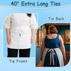 King Mills Unisex Waist/half Bistro Server Aprons with Pockets | Plus Size Apron XL XXL or Waist W40+,extra Large and Long.